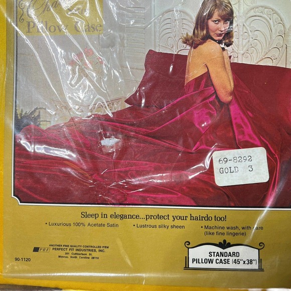 Vintage Chatelaine‎ Luxury Satin Standard Pillowcase Orange 45 x 38 NOS - Picture 3 of 4